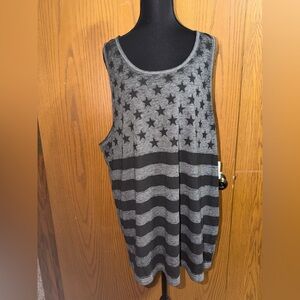 NWT MAD Engine plus size 2X Black and Gray Star, American flag Tank Top, shirt